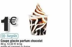 promo : coupe glacée chocolat 80g/12,50€/kg - existe en caramel et fraise