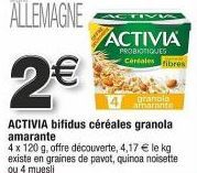 Offre Découverte: ACTIVIA 2€ Bifidus Céréales Granola Amarante 4 x 120 g | 4,17€/kg | Existe en graines de Pavot, Quinoa, Noisette & 4 Muesli Probiotiques Fibres Cardales