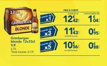 grimbergen blonde, belgique, 6,7%, 12x33cl - pack de 12 à 99€, 10% de remise!