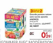 Gourdes Pomme Nature sans Sucres Ajoutés d'Andros - Économisez 63,2+EHT avec la Promo X48 - 0,291€ la Pièce!