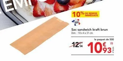 promo spéciale : sacs sandwich kraft 500 pièces 10 x 4x 31 cm - 12% avec 10% immédiat.