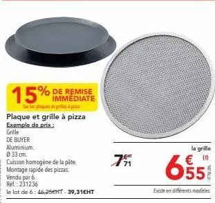 grille de buyer aluminium - cuisson homogène et montage rapide de pizzas - promo 6 pour 0 33 cm. ref:.