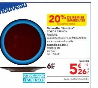 vaisselle rustica cosy et trendy: -657, 20% chez metro.fr. porcelaine au coloris marron avec un effet réactif bleu.