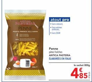 Penne ANTICA PASTERIA Sans Colorant, Sans Arôme Artificiel, Sans OGM - 800g - €485