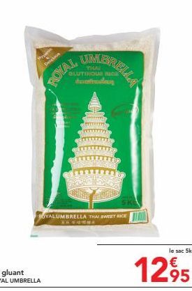 Promo : Sac 5 kg Royal Umbrella Thai Glutinous Rice à 1295 €!