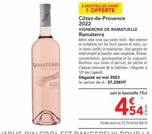 Offre Spéciale: Ramaterra Côtes-de-Provence 2022 - 6 Bouteilles dont 1 Offerte - Belle Robe Rose aux Notes Litchi