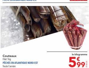 Kilogramme de Couteaux Filet Pêchés en Atlantique Nord-Est à 5991 Toute l'Année!