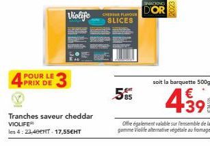 Cheddar Flavour Slices de Violife - 4,23€HT -Offre Spéciale 500g Barquette à 4,91€ seulement!