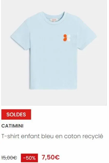 t-shirt catimini enfant -50% - bleu en coton recyclé - 7,50€ +5,00€!