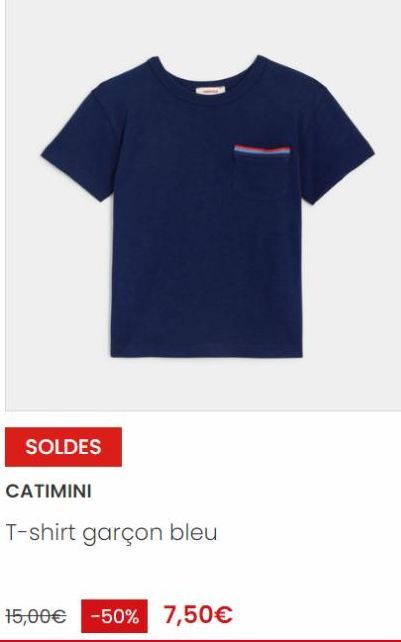 SOLDES  CATIMINI  T-shirt garçon bleu  15,00€ -50% 7,50€ 
