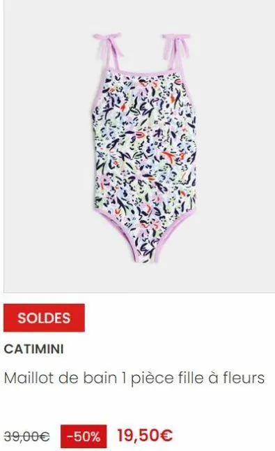 soldes: maillot de bain 1 pièce fille à fleurs -50% chez catimini!