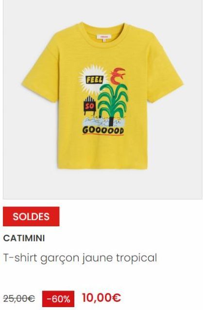 T-shirt garçon jaune tropical CATIMINI -60% : 10€ seulement!