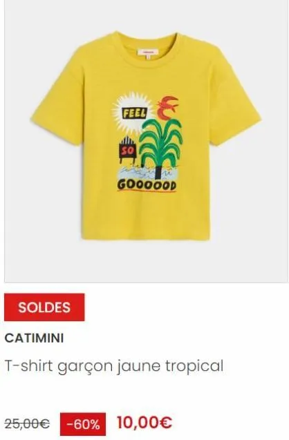 t-shirt garçon jaune tropical catimini -60% : 10€ seulement!