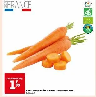 1kg de carottes bio auchan à 1,99€ - cultivons le bon!