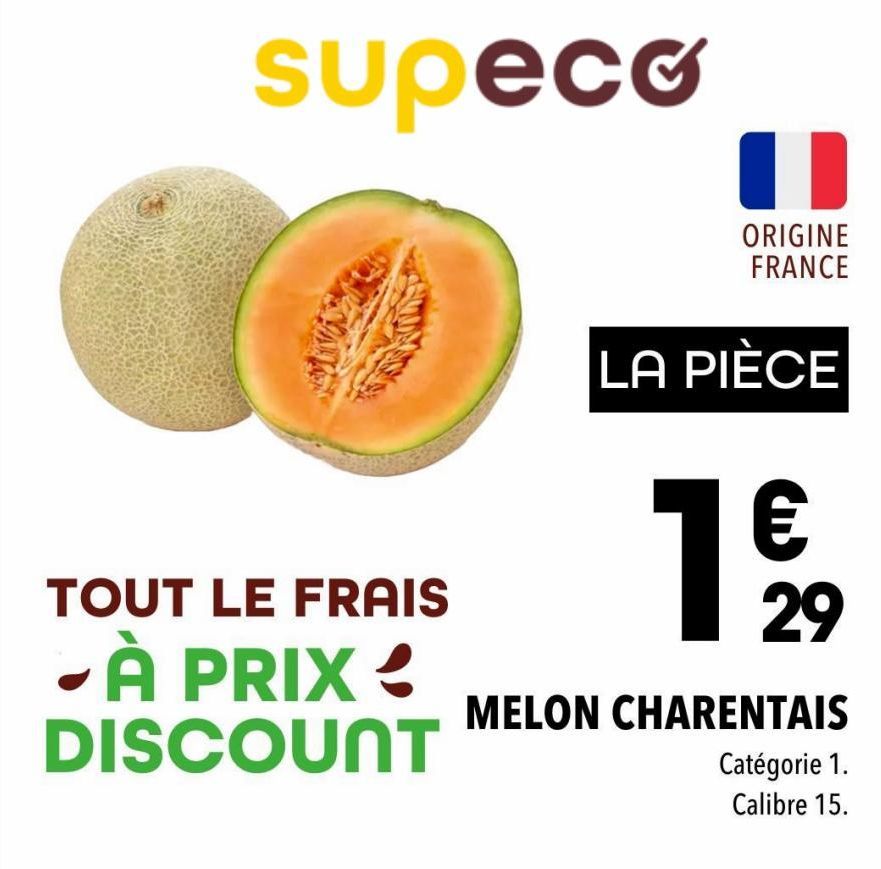 Super Frais à Prix Discount : €29 pour un Mélon Charentais Catégorie 1, Calibre 15 et d'Origine France !