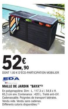 52€0  DONT 1,00 € D'ÉCO-PARTICIPATION MOBILIER EDA 