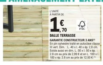 dalle terrasse pin sylvester traité autoclave - 70% de réduction, 3 ans garantie - l. 40 x 1. 40 x ép. 2,8 cm et l. 50 x 1. 50 x ép. disponibles!