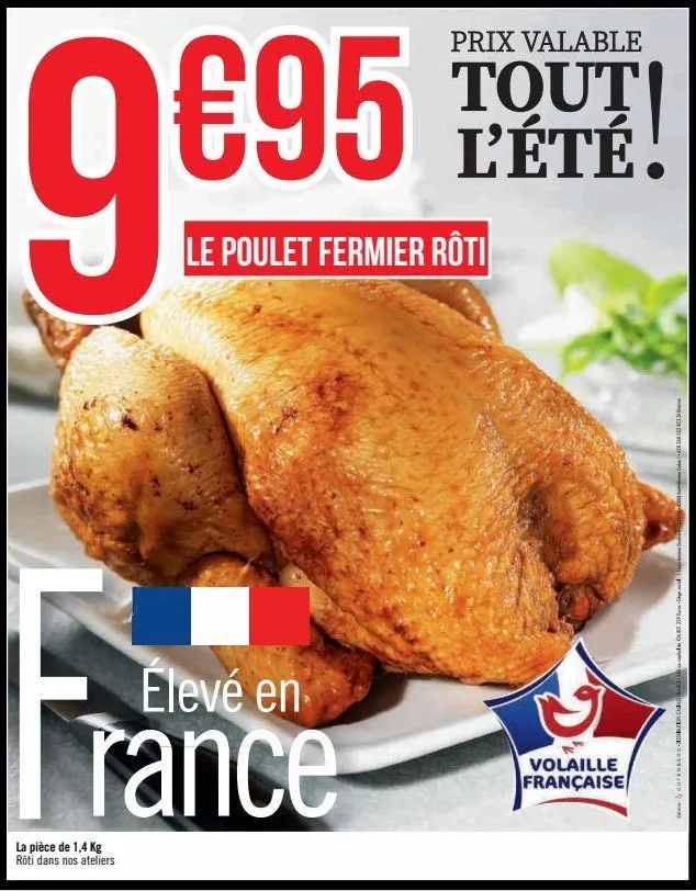 1,4 kg de poulet fermier rôti français à 95€ tout l'été ! profitez de cette offre exceptionnelle