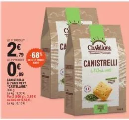 jusqu'à 68% de réduction sur les canistrelli à l'anis vert castellane 300 g : 9,30€ par 2 (500 g).
