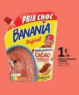 profitez du prix choc de banania original à €49 - recette gourmande au cacao, aux céréales et poudre chocolatée!