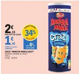 monster munch crazy - 34% off - tuiles au choix, 150g pour 14,33 €, 0% sur la carte!