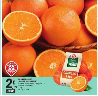 Marqua Peper Oranges à Jus™ : CATÉGORIE 1, 5/6 & 6/7, 2kg à seulement €2,89! Offerte avec 20 Fiets et PRIMER Panier!