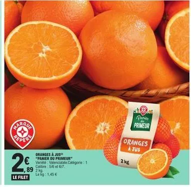 marqua peper oranges à jus™ : catégorie 1, 5/6 & 6/7, 2kg à seulement €2,89! offerte avec 20 fiets et primer panier!