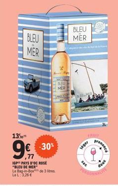 BLEU MER 13: Un Vin Rosé Sec & Doux à -30% - Le Bag-in-Box 3L à 3,26€ IGP Pays d'Oc.