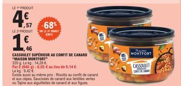 Economisez 68% sur le Cassoulet Supérieur au Confit de Canard de Maison Montfort! 320g à 9,42€/kg.