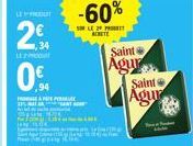 LE PRODU  2€  LE PROD  0  FRA  PO  ACHETE  Saint  Agur  Saint  Agur 