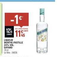 Offre exceptionnelle : Giffard Liqueur Menthe-Pastille 24% VOL. 70cl à 1€ seulement !