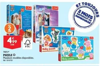 profitez du puzzle trefl baby passie fsc à 2,99€ - plusieurs modèles disponibles - rt5010791