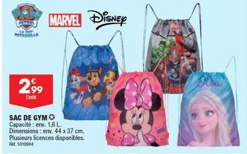 Promo 2,99€ : Sac de Gym Marvel Disney de 44x37cm, 1,6L - #5010004