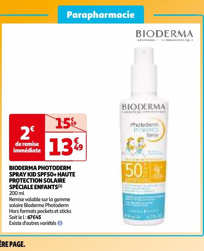 Offre Spéciale : Bioderma Photoderm Spray Kid SPF50+ Haute Protection Solaire Pour Les Enfants!