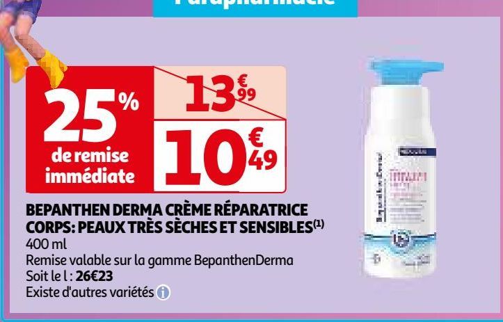 BEPANTHEN DERMA CRÈME RÉPARATRICE CORPS: PEAUX TRÈS SÈCHES ET SENSIBLES(1)