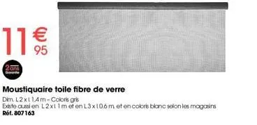 moustiquaire toile fibre de verre - dim. l2x114m & l3x10.6m - coloris gris & blanc - 807163