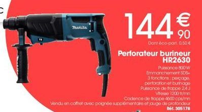 Promo : Perforateur Burineur HR2630 800W SDS+ - Frappe 24J, 4600 cps/mn, 1200 tr/mn - Éco-Part. 0.50 €