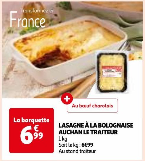 LASAGNE À LA BOLOGNAISE AUCHAN LE TRAITEUR