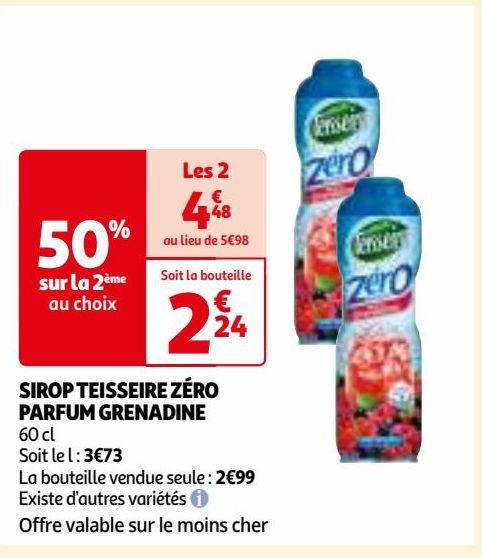 SIROP TEISSEIRE ZÉRO PARFUM GRENADINE