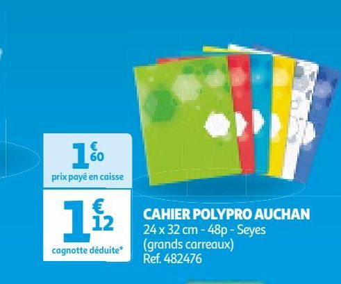 CAHIER POLYPRO AUCHAN