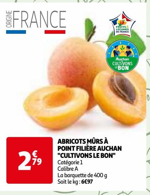 ABRICOTS MÛRS À POINT FILIÈRE AUCHAN "CULTIVONS LE BON"