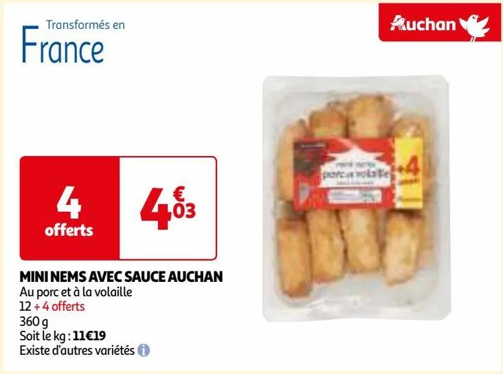 mini nems avec sauce auchan