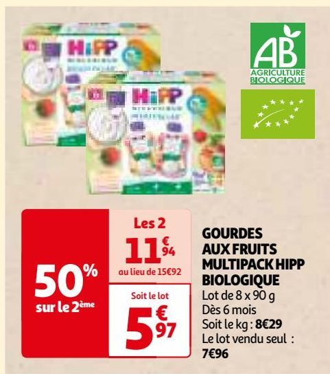 GOURDES AUX FRUITS MULTIPACK HIPP BIOLOGIQUE