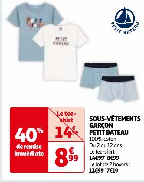 SOUS-VÊTEMENTS GARÇON PETIT BATEAU