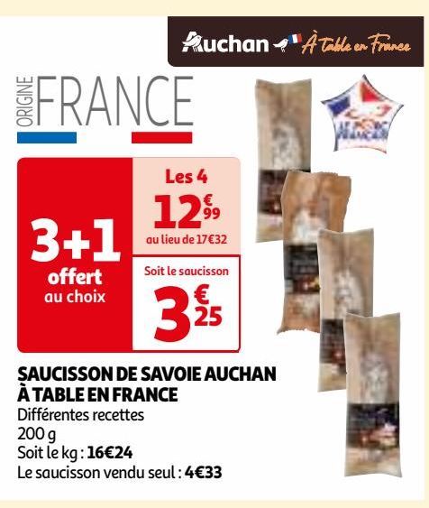 SAUCISSON DE SAVOIE AUCHAN À TABLE EN FRANCE