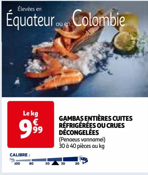 GAMBAS ENTIÈRES CUITES RÉFRIGÉRÉES OU CRUES DÉCONGELÉES