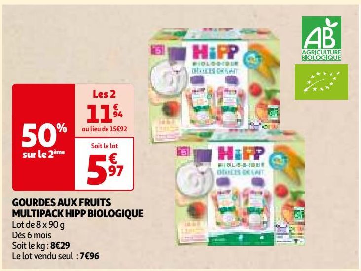 GOURDES AUX FRUITS MULTIPACK HIPP BIOLOGIQUE