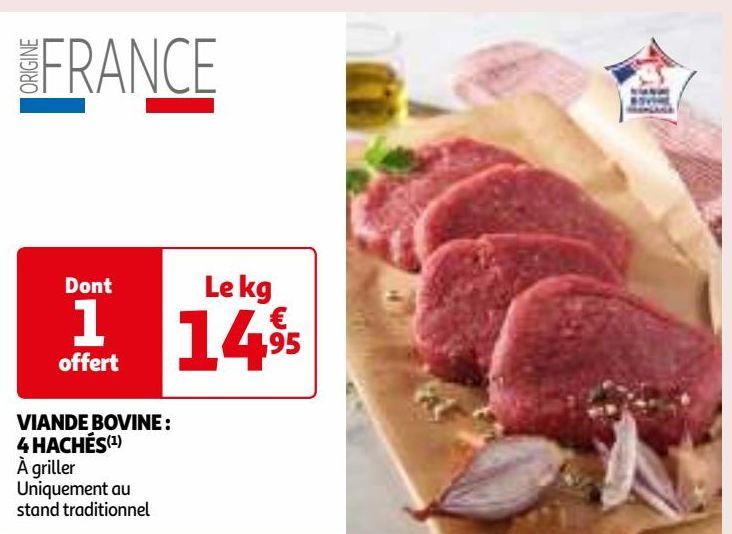 VIANDE BOVINE : 4 HACHÉS