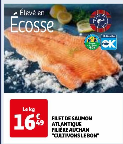 FILET DE SAUMON ATLANTIQUE FILIÈRE AUCHAN "CULTIVONS LE BON"