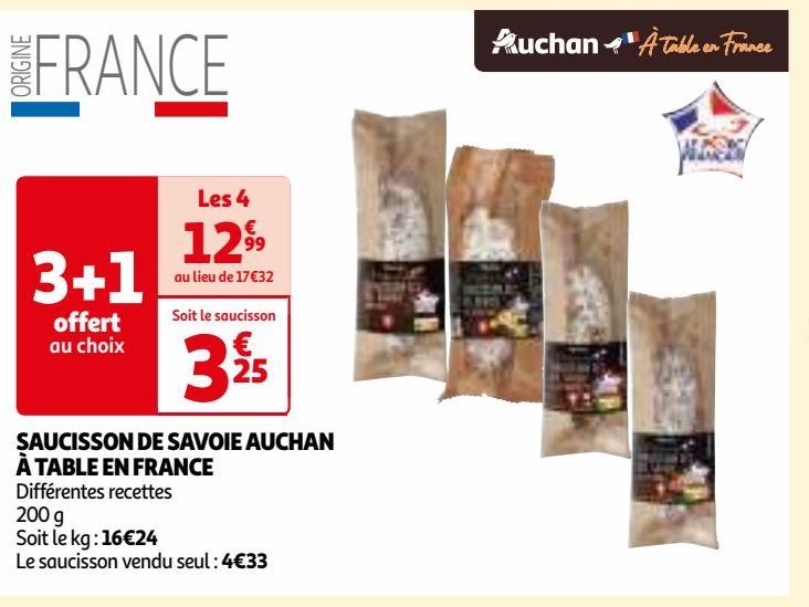 SAUCISSON DE SAVOIE AUCHAN À TABLE EN FRANCE